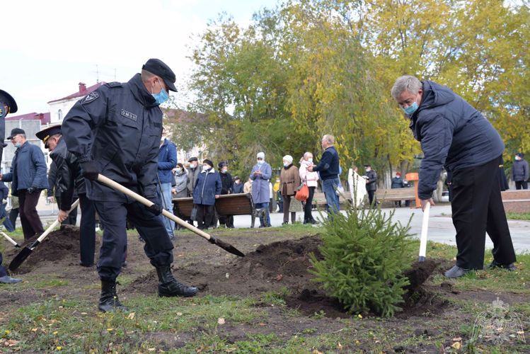 В память о павших товарищах росгвардейцы в Кургане высадили ели