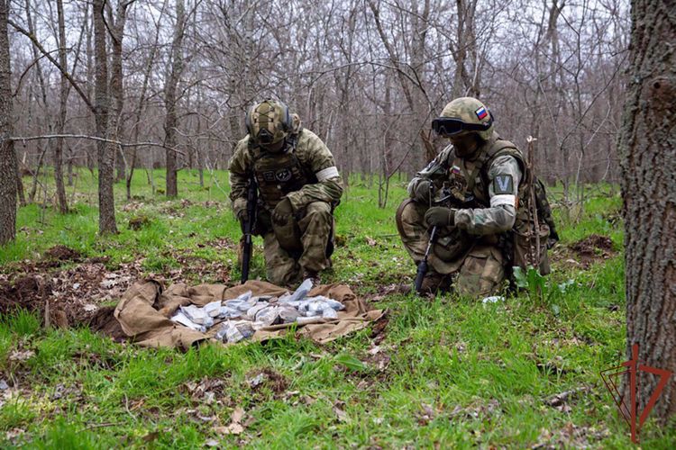 Более 35 килограммов взрывчатки обнаружил спецназ Росгвардии в замаскированном схроне на территории Запорожской области (видео)
